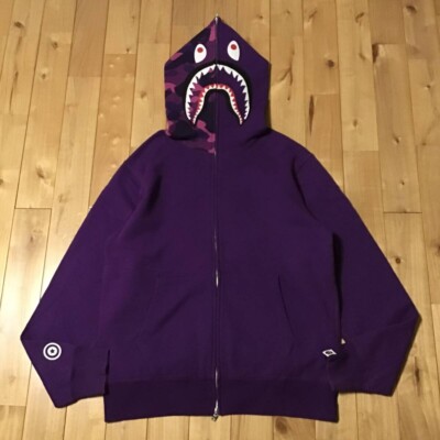 BAPE Purple camo shark full zip hoodie A Bathing Ape Size XL