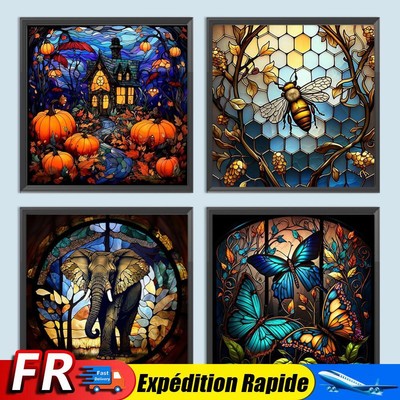 5D DIY Full Round Drill Diamond Painting Stained Glass Kit Home ...
