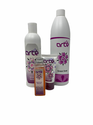 INKgrafiX   ARTÉ SET - Abzugsflüssigkeit, Grüne Seife, Pflegecreme, Waschlotion 