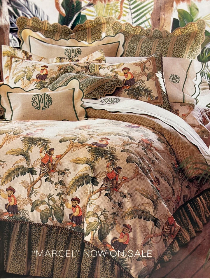 NUEVA Falda Cama Twin Estampado Leopardo Rayas 100% Algodón Falda de Cama Neiman Marcus EE. UU.! Foto 2 de 4