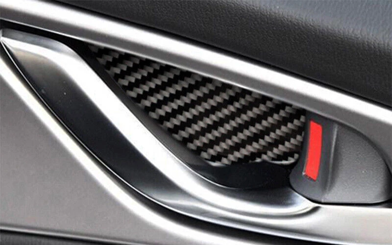 Tazón de puerta interior de vinilo de fibra de carbono para Mazda 3 Axela 2014-2019 Foto 4 de 4