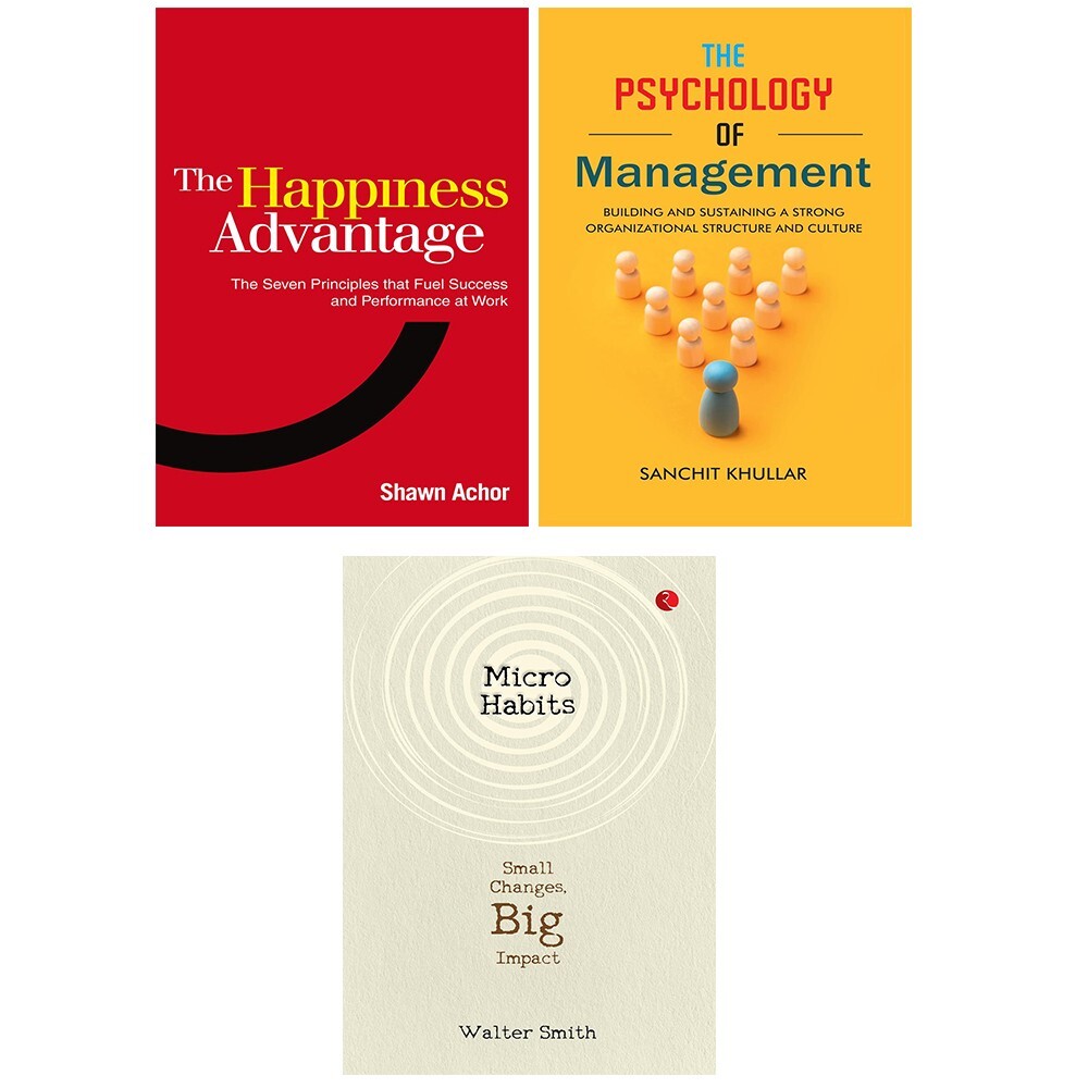 Happiness Advantage, Micro Habits, Psychology of Management 3 Books Set