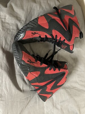 Reebok Men's Kamikaze 2 Mid BlackFlash Red Basketball Sneakers Size 9 V44410 