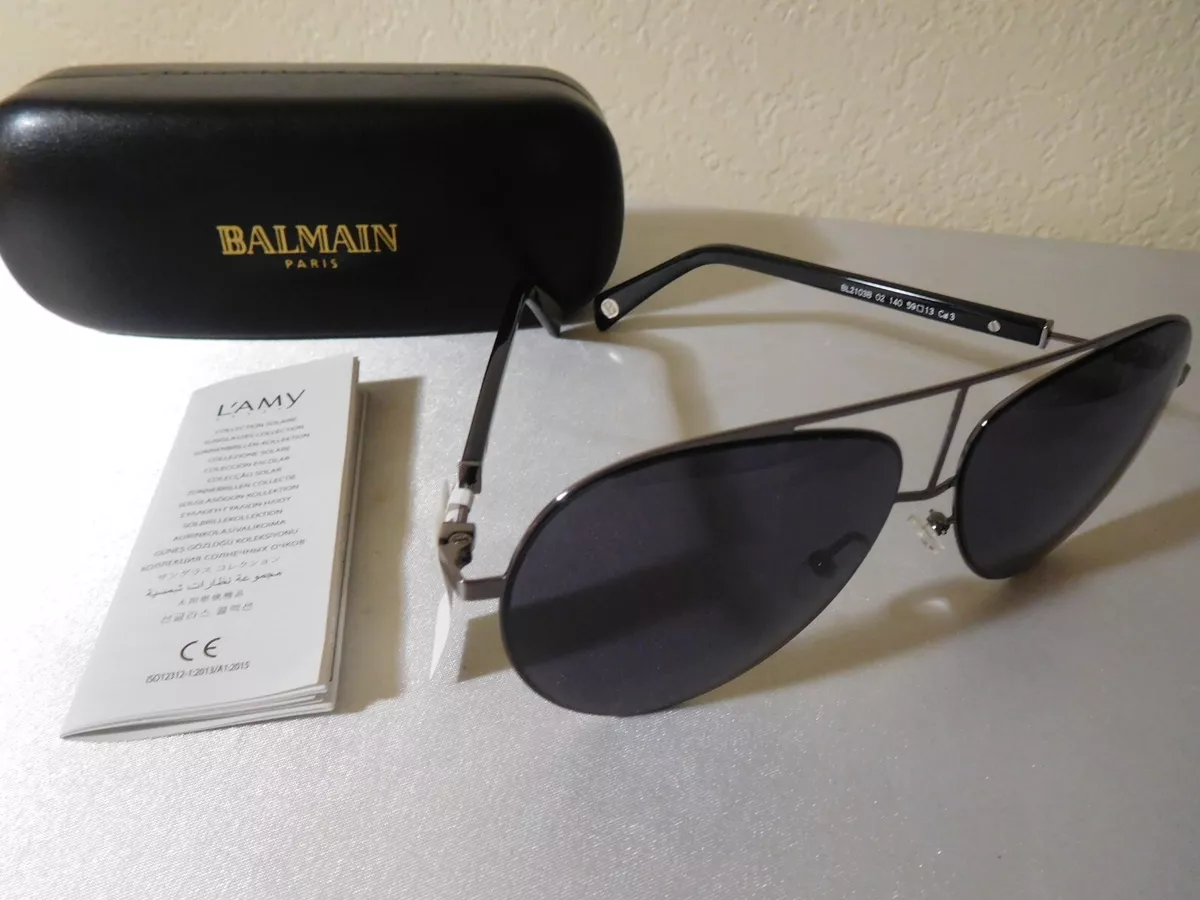 New Balmain Paris BL2103 BL 2103 C02 Lt. Gunmetal Pilot Sunglasses