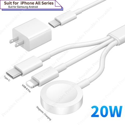 in For iPhone Apple Watch Magnetic Fast Charger USB C Cable