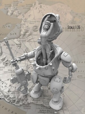 1/35 Die-Cast Resin Model Sci-Fi Robot Needs Manual Coating Resin Model