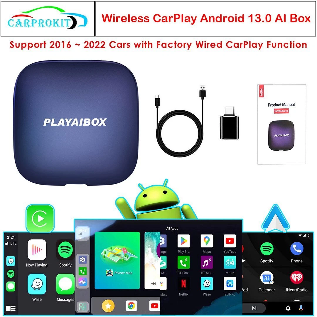 Wireless CarPlay Video AI Box Android 13 OS for Cars with Factory