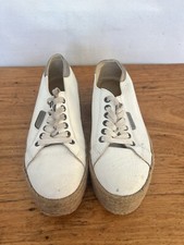 🍃 Superga BLANCO Paja Alpargata Mocasines Pisos Ballet Planos Tenis 40 9