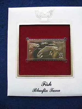 1986 Fish Bluefin Tuna FDC FDI Replica 22kt Gold Golden Cover Stamp