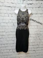 F87 COLORS 1515 SZ 8 BLACK BEADED FORMAL COCKTAIL PARTY DRESS GOWN