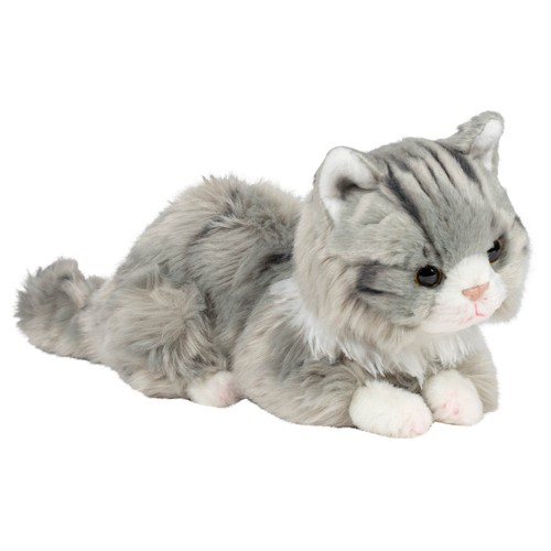 Sweet Maine Coon Cat Soft Grey 10 inch Fuzzy Plush Fabric Stuffed