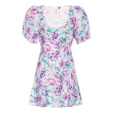 Rixo London Morgan Italian Floral Silk Linen Dress Size Medium