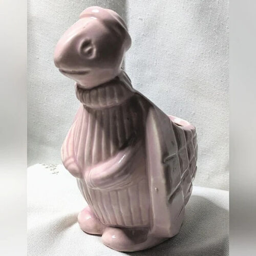 Vintage McCoy Brushed Pink Turtle In Sweater Planter Pot Rare Hard to find - Picture 1 of 7