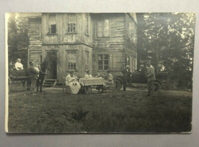antique rppc photo Tea time