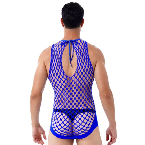 Men's Wrestling Singlet Bodysuit Sexy Fishnet Hollow Out Jumpsuit Underwear - Afbeelding 33 van 186