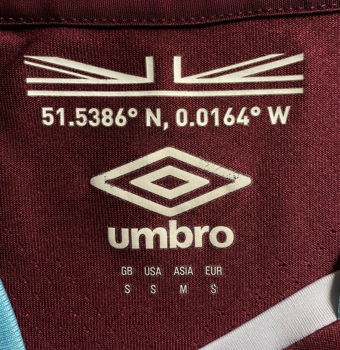 MENS UMBRO FC WEST HAM UNITED 2016/2017 HOME SOCCER FOOTBALL SHIRT