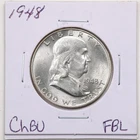 1948 50C Franklin Half Dollar in Choice BU Condition #RK183 Full Bell Lines