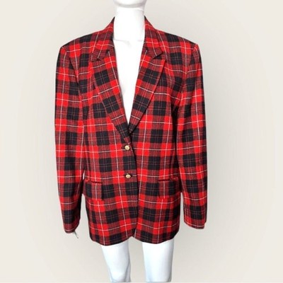 Vintage Pendleton Blazer Women s 16 Cunningham Plaid Virgin Wool Preppy Jacket