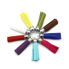 1 Stk. Quaste Anhänger Veloursleder Tassel mit Messingkappe 54–57mm Schmuck DIY