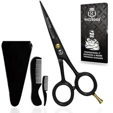 5" Professional Mustache Beard Scissors With 1 Beard, 1 Mustache Comb Tra...
