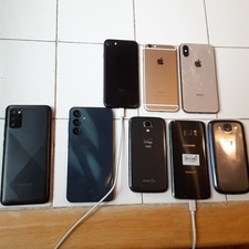 Lot of 8 Smart Phones - Apple iPhones, And Samsung Galaxy A02s For Parts ONLY