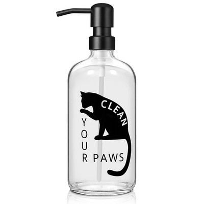 zuxzmj Black Cat Soap Dispenser 17 oz Clear Glass Hand Large, 