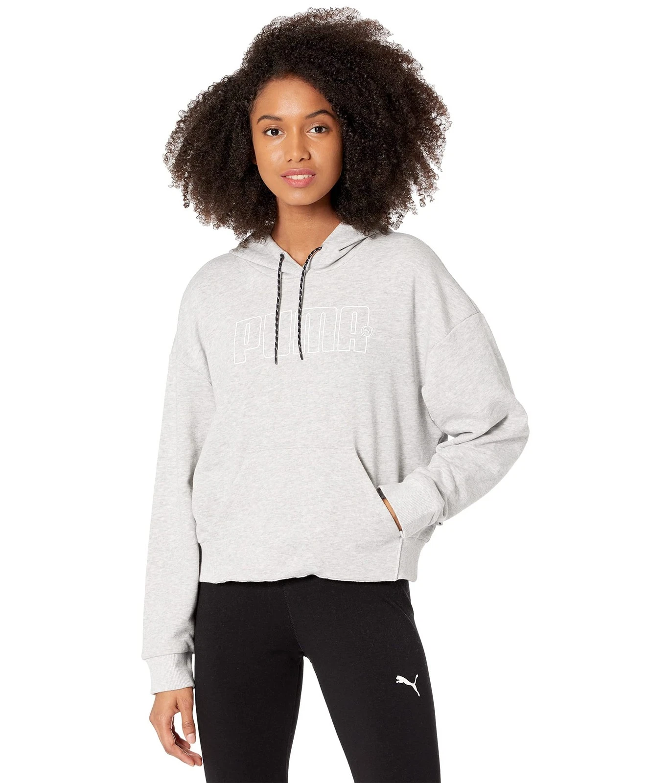 PUMA Rebel Hoodie Terry Fleece Light Gray Heather LG