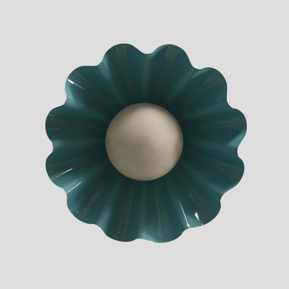 Lámpara de techo colgante azul globo de vidrio montaje empotrado latón italiano Foto 4 de 4