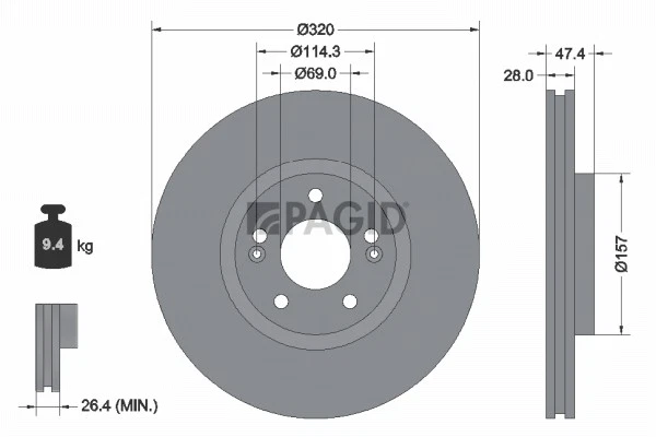 2x PAGID Disque Aéré Internement Ø320mm pour Hyundai Tucson Tle TL i40 Cw VF - Photo 1/1