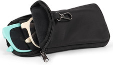 Double Glasses Case Soft Eyeglass Case with Clip Zipper, Dual Sunglasses Pouch