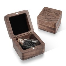 SOITIS Wooden Box for Ashes - Small Glass Urn Human Black, Wood