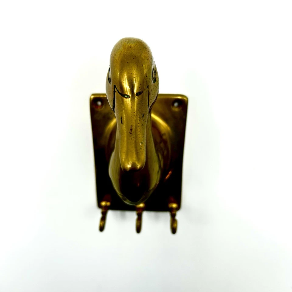 Vintage Mid-Century Brass Duck Key/Coat/Hat Wall Mount Hook - Image 3 of 4