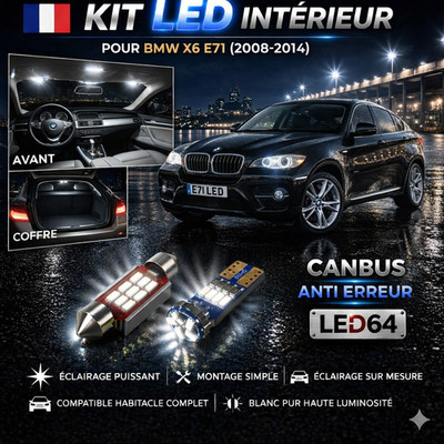 Kit 19 LED bulbs for interior lighting white ceiling light BMW X6 E71 E72