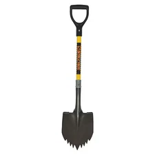 Round Point Shovel, 14 ga #2 Blade, Steel Blade, Standard Step, 40 in L Yellow