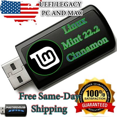 Linux Mint 22.2 Cinnamon USB 64-Bit Bootable Live Installer   Latest Version