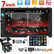 7" Double 2 DIN Car Stereo Radio MP5 Touch Screen Bluetooth FM USB + Rear Camera