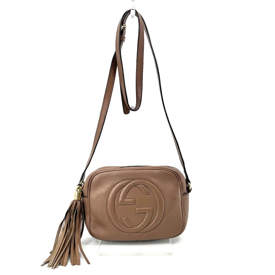 Gucci Soho Disco Leather Crossbody Shoulder Bag Brown Beige 308364 Authentic - Image 4 of 4