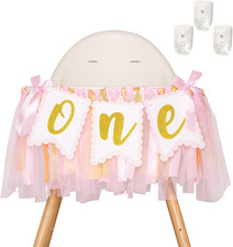 1St Highchair Banner Birthday Girl - NO DIY First Birthday Highchair Banner Pink
