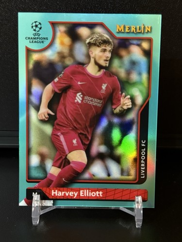2021 Merlin Collection Chrome UCL Aqua Refractor /199 Harvey Elliott Rookie RC