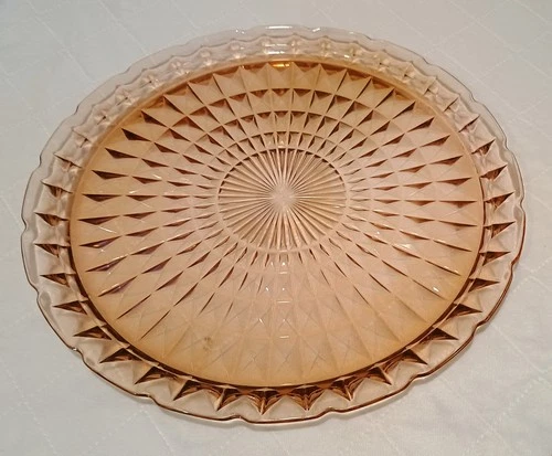 Vintage Jeannette "Windsor Diamond" Pink Depression Glass Large Serving Plate