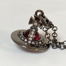 Vivienne Westwood Tiny Orb Necklace Deep Purple Gunmetal 2.3cm with drawstring