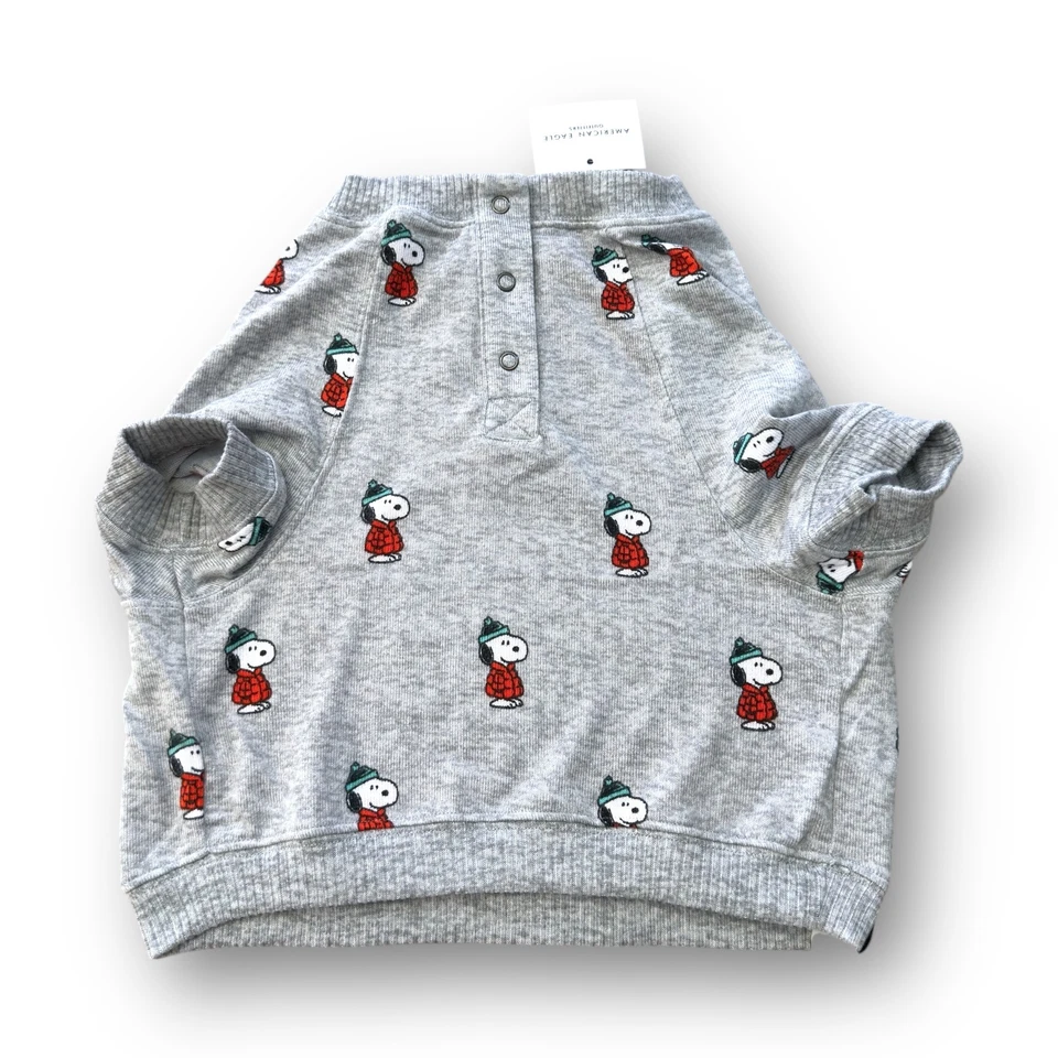 NUEVO Talla Mediana American Eagle Perro Pijama Pijamas Snoopy Camisa Top Lindo Gris Foto 3 de 4