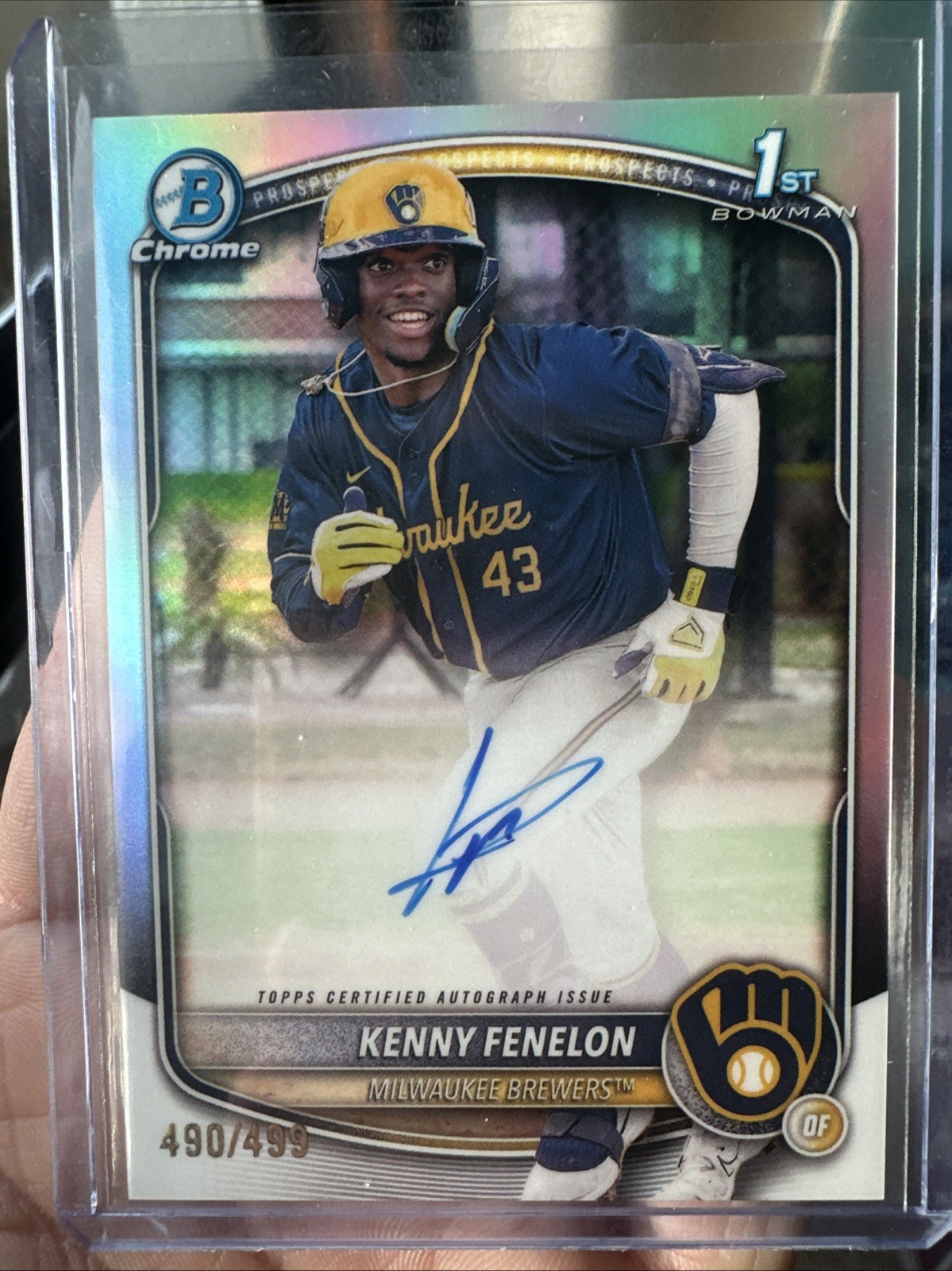2025 Bowman Chrome Kenny Fenelon Refractor Auto /499 #CPA-KF Brewers