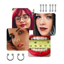 84PCS Body Septum Piercing Kit 14G 16G Tools for Nose Tongue Lip Ear Eyebrow ...