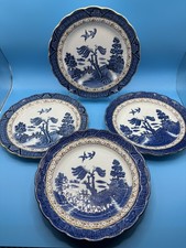 4 Booths Real Old Willow Pattern A8025 6.5 inches Side plates 1940s VGC Vintage 