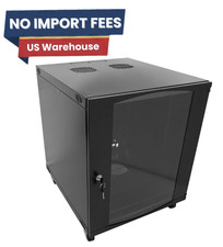 12U Wall Mount Server Cabinet Rack Enclosure Glass Door Lock 19" 200LB Black