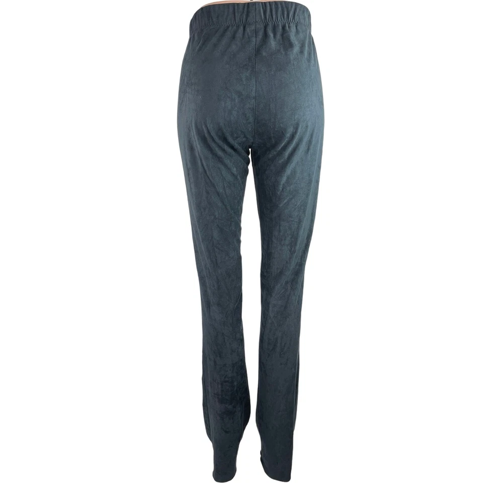 Pantalón alto Pinko imitación gamuza para mujer azul tiro alto cintura elástica talla M Foto 3 de 4