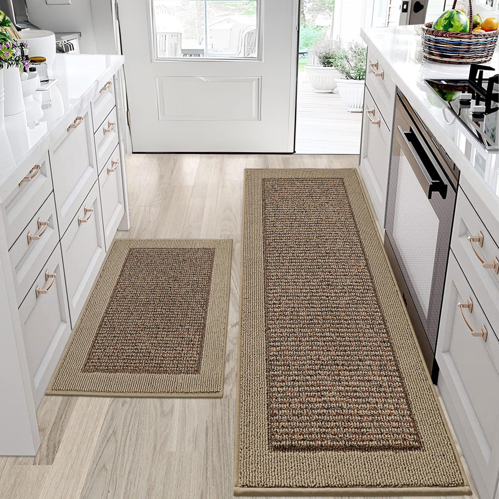 Kitchen Rugs and Mats Set of 2 Non-Slip Kitchen Mats for Floor, Absorbent and...