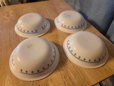 4 Vintage Corelle Blue Snowflake Garland Fruit Dessert Bowls