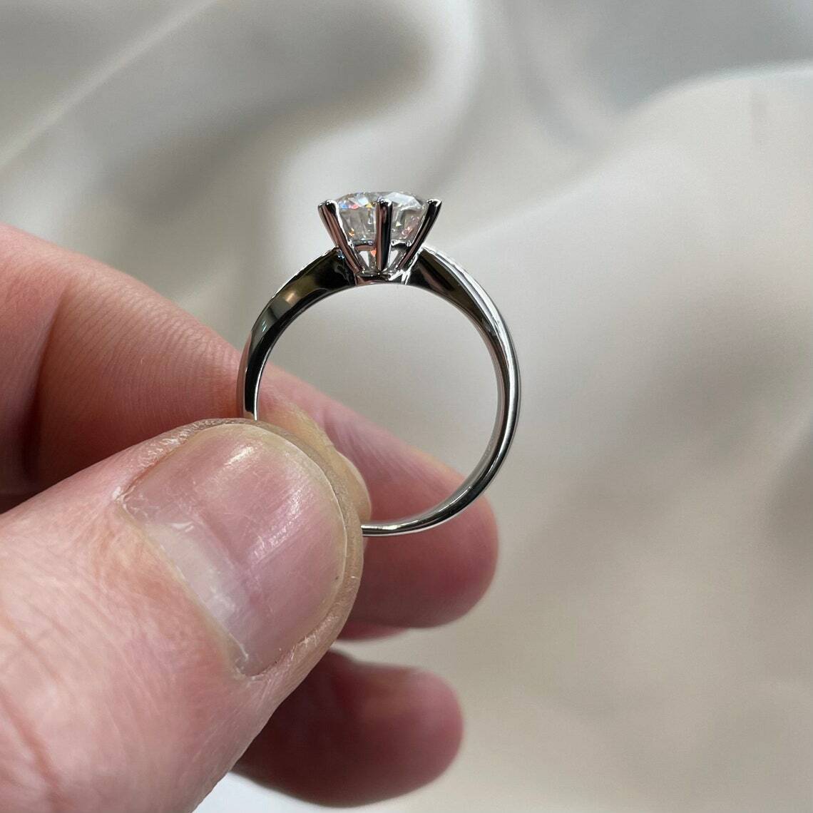 Bague De Fiançailles En Moissanite 1CT - Argent 925 Plaqué Or Blanc - Couleur D VVS1 - Brillant éclatant - Cadeau Femme - 12